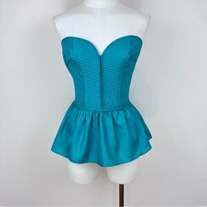 Devlin Shirt Womens Small Strapless Bustier Blouse Y2K Ruffle Mermaid Sweetheart